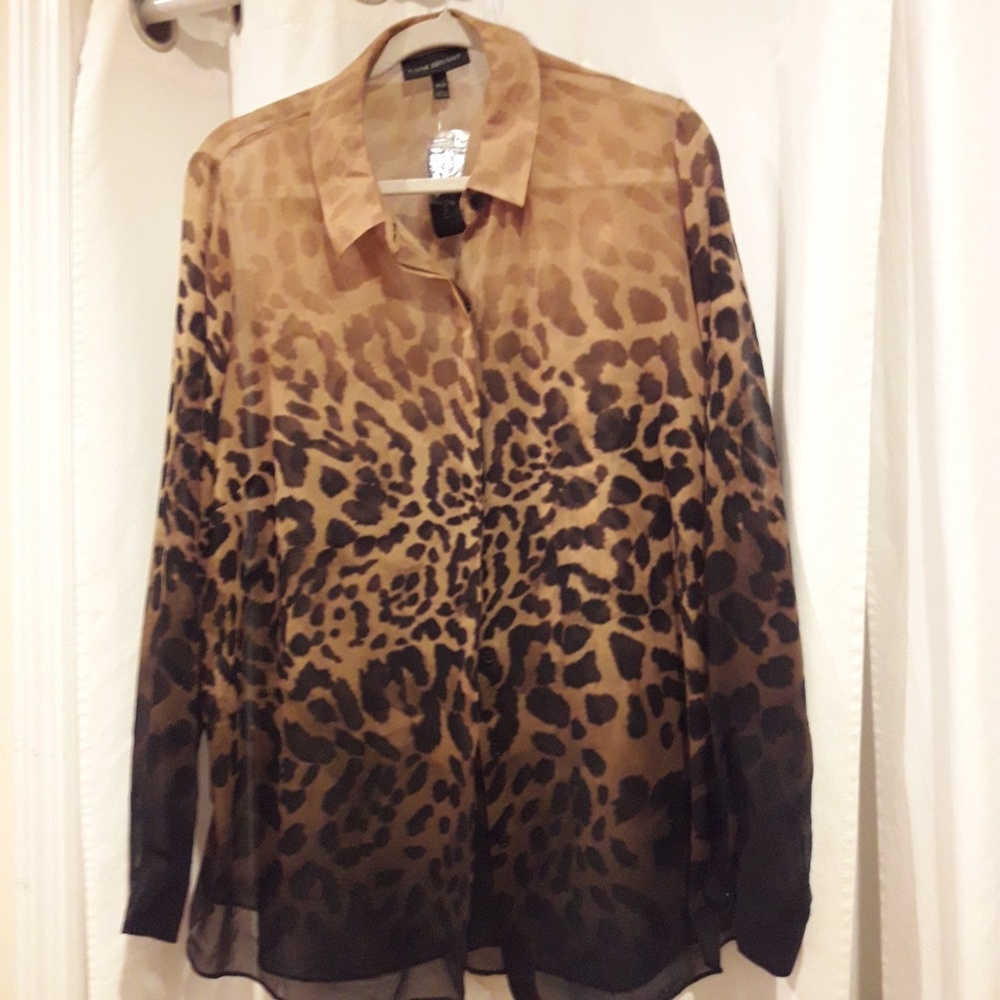 Sheer animal print blouse